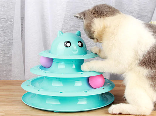 Cat Toy with Three-Tier Tower and Spinning Ball