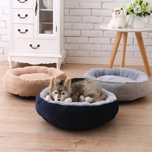 Thick Warm Round Pet Bed for Dogs and Cats